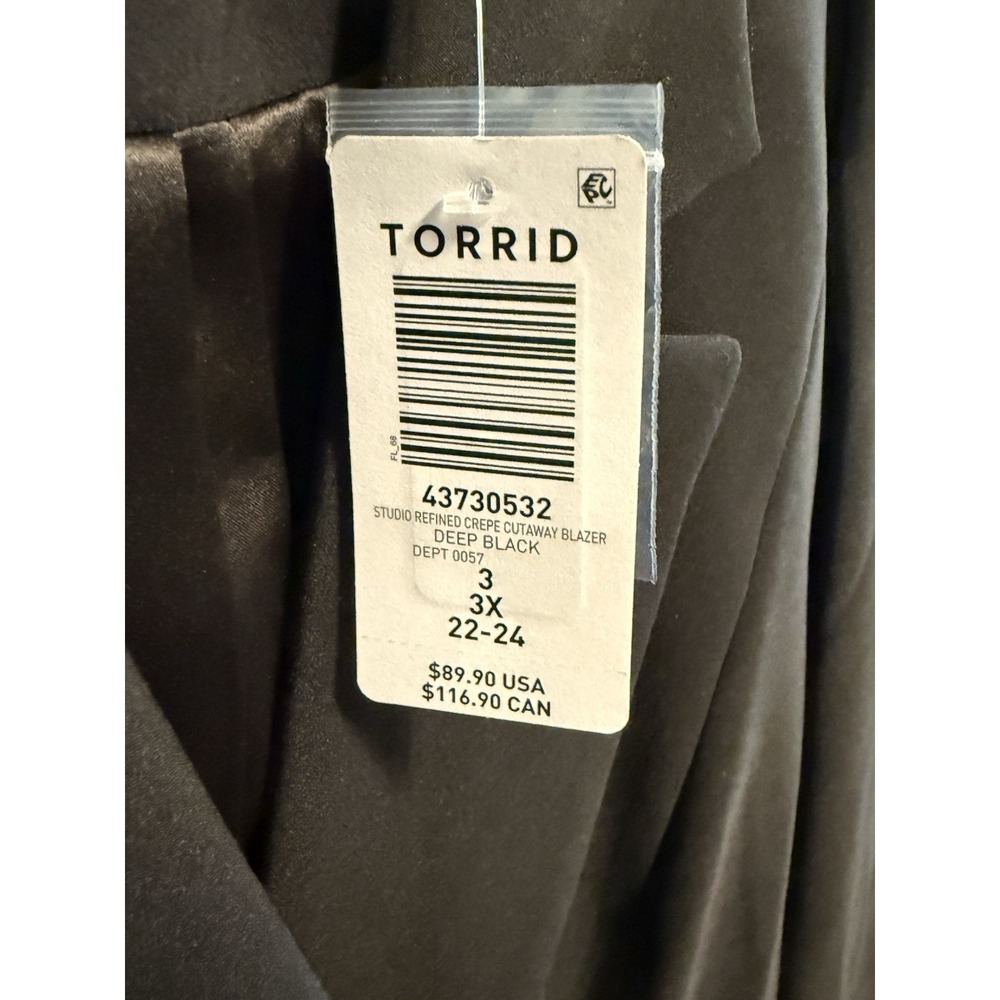 Torrid Soho Studio Refined Crepe Blazer Black Plus 3 3X 22-24 - Picture 6 of 6